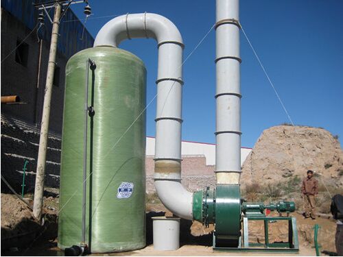 河北玻璃鋼脫硫塔施工現場